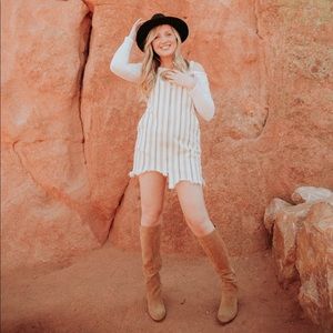 Striped Distressed Mini Dress